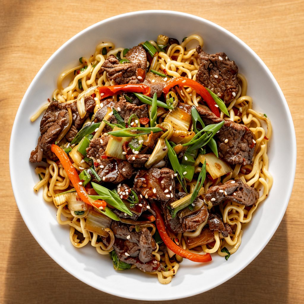 64. Bò Lúc Lắc Mì Tỏi – Shaken Beef with Garlic Noodle.